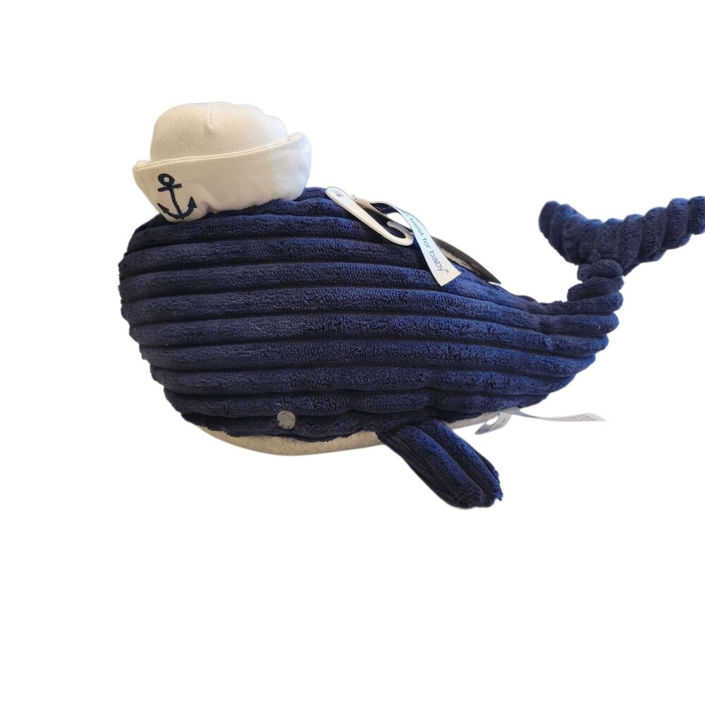 NWT No Jo Skipper Whale Plush Sailor Hat Navy 12"